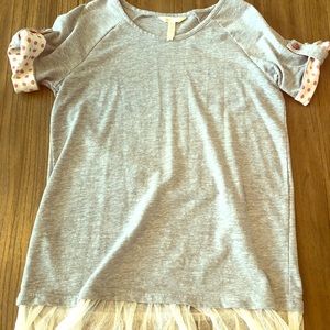 Matilda Jane Grey Tab Sleeve Polka Dot Top